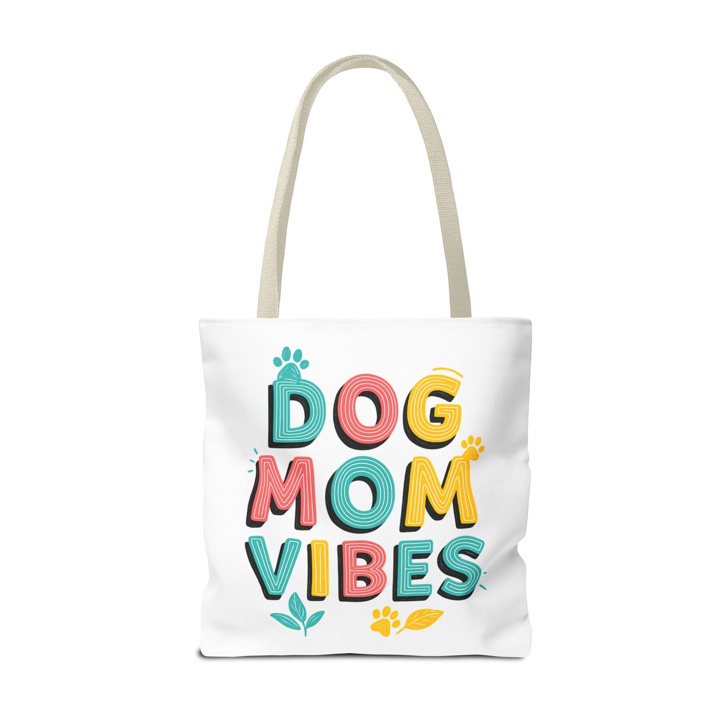 Dog Mom Vibes Tote Bag – Colorful Summer Beach Bag for Dog Lovers