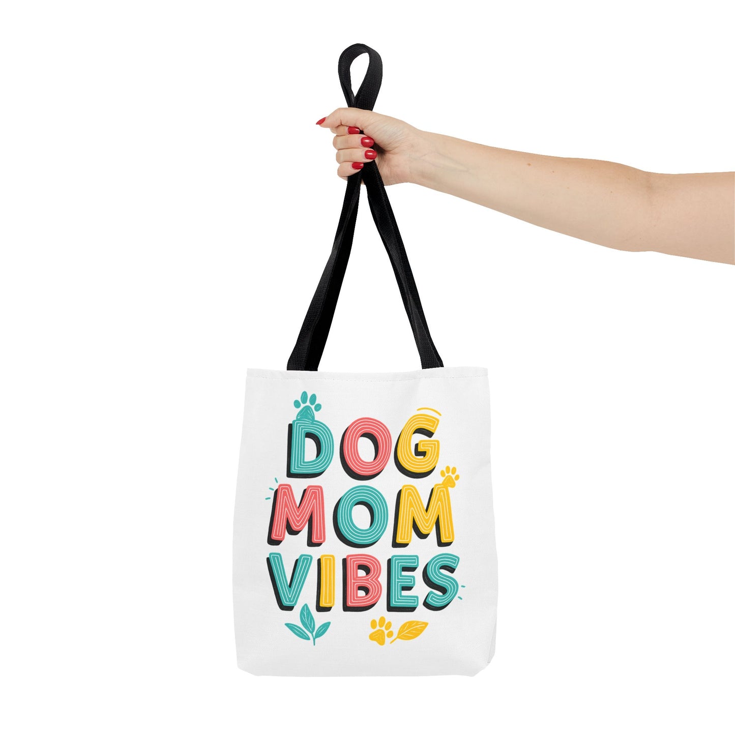 Dog Mom Vibes Tote Bag – Colorful Summer Beach Bag for Dog Lovers