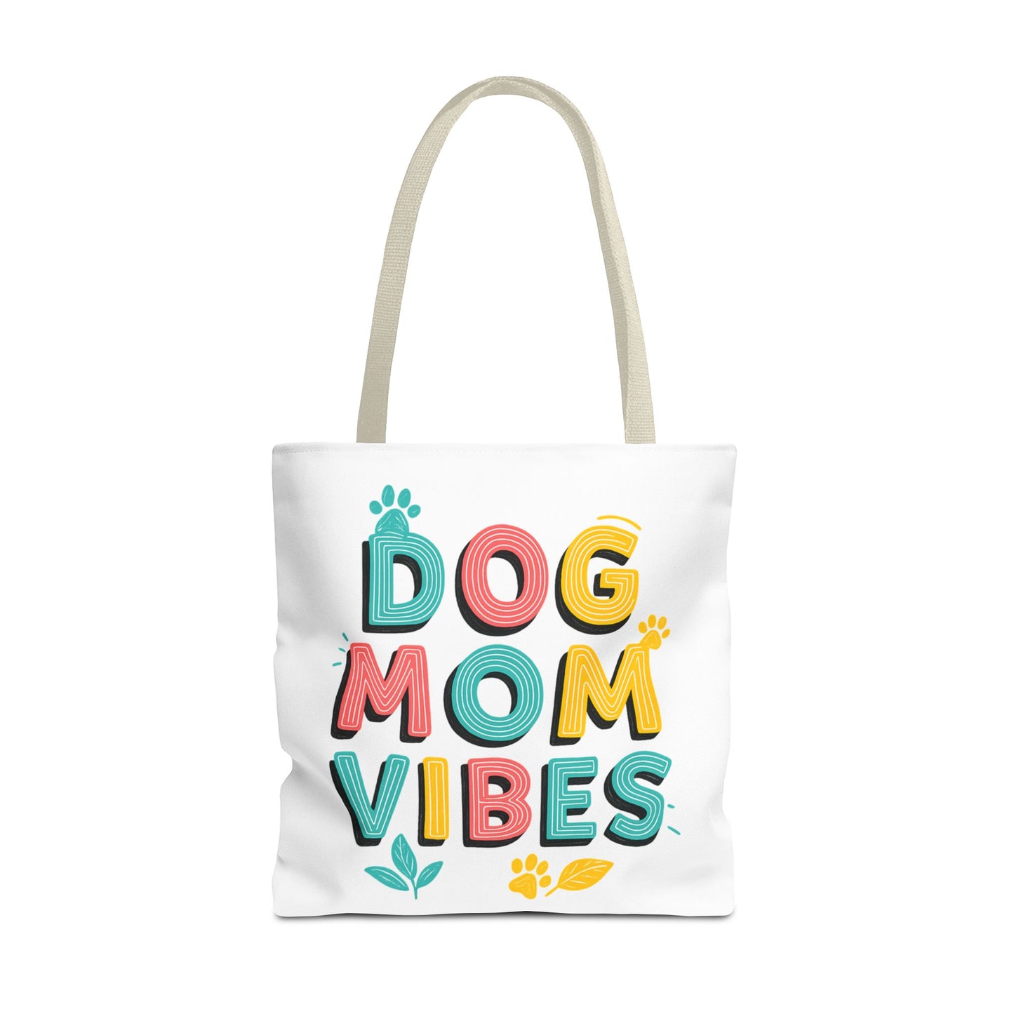 Dog Mom Vibes Tote Bag – Colorful Summer Beach Bag for Dog Lovers