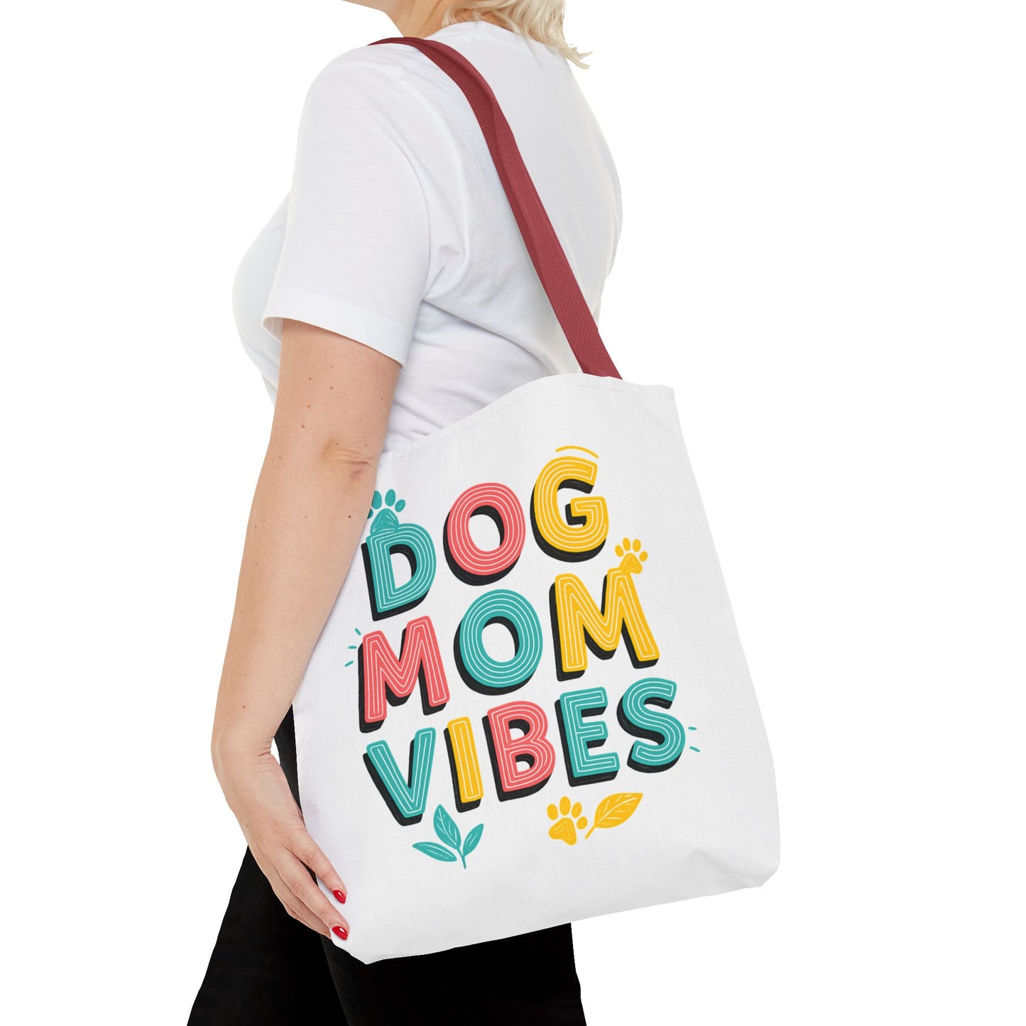 Dog Mom Vibes Tote Bag – Colorful Summer Beach Bag for Dog Lovers