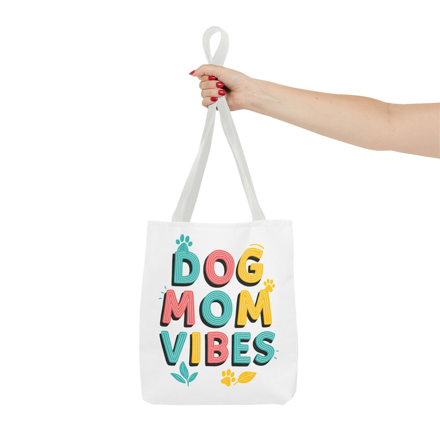 Dog Mom Vibes Tote Bag – Colorful Summer Beach Bag for Dog Lovers