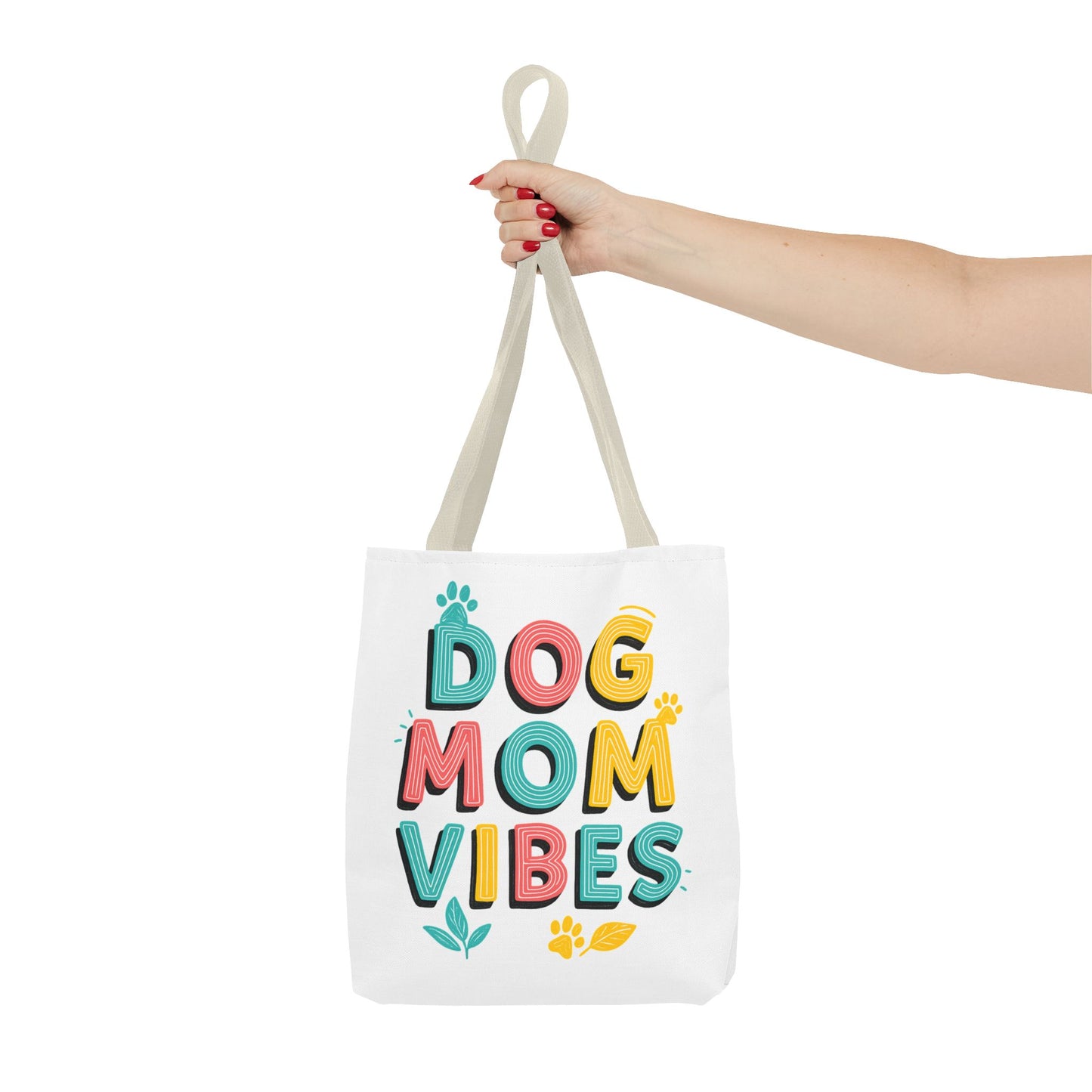 Dog Mom Vibes Tote Bag – Colorful Summer Beach Bag for Dog Lovers