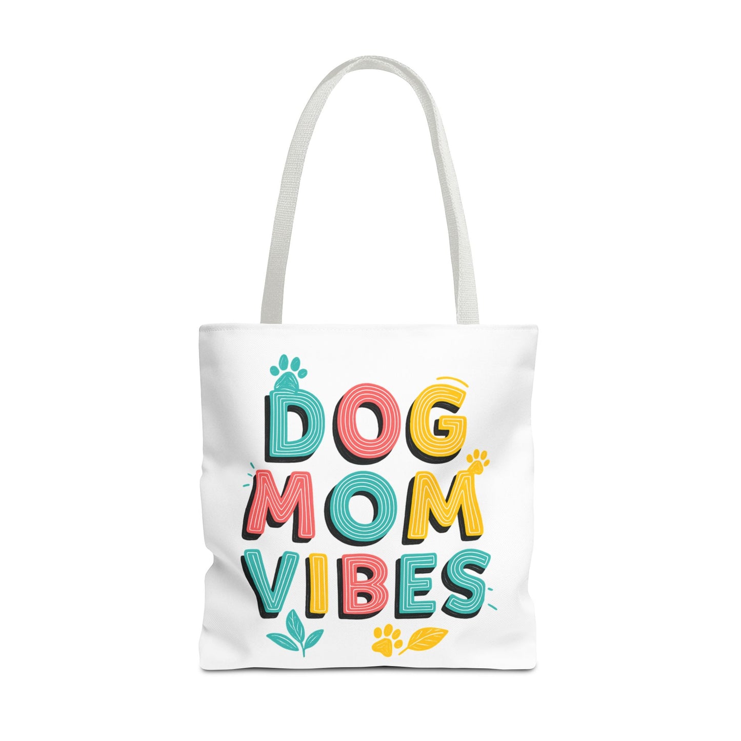 Dog Mom Vibes Tote Bag – Colorful Summer Beach Bag for Dog Lovers