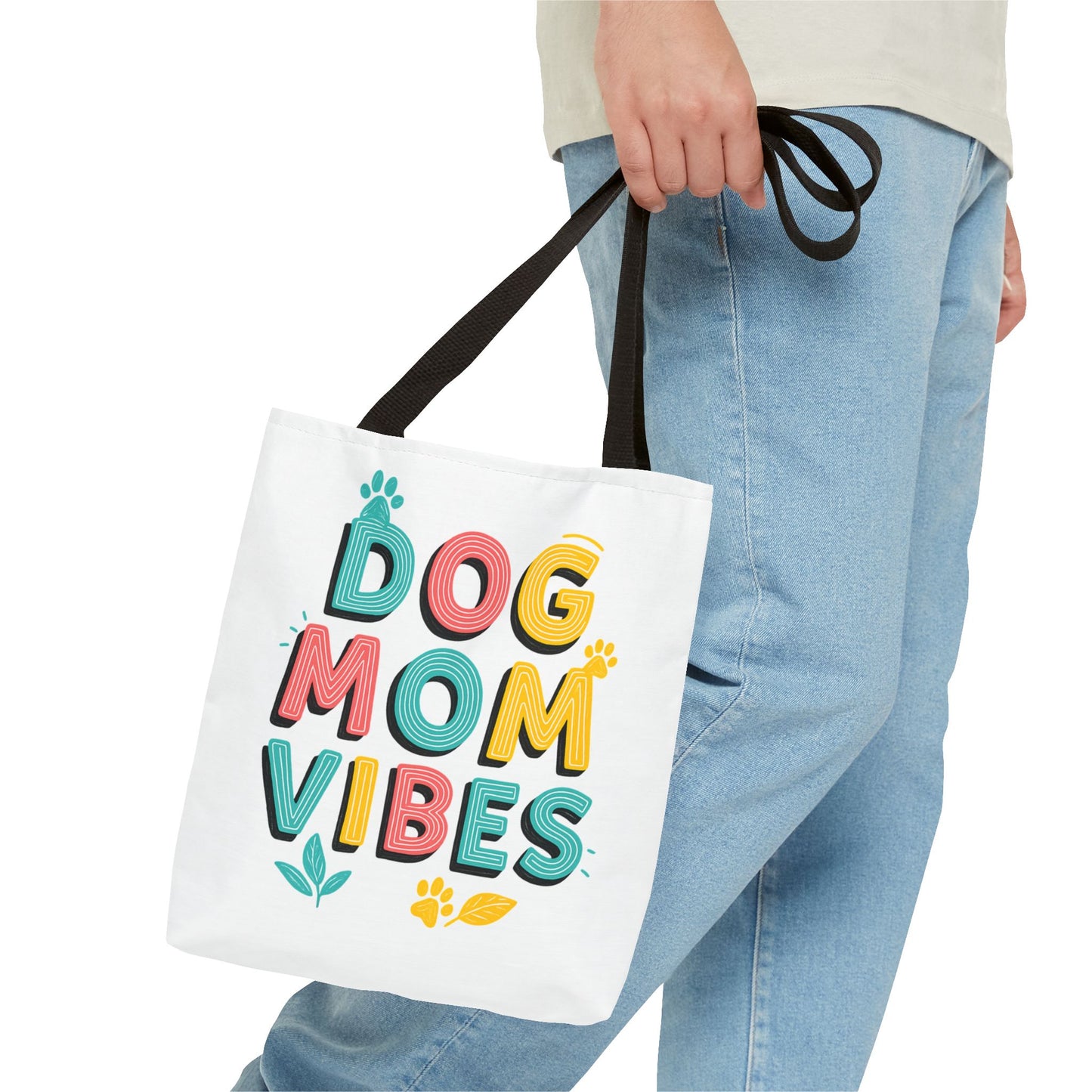 Dog Mom Vibes Tote Bag – Colorful Summer Beach Bag for Dog Lovers