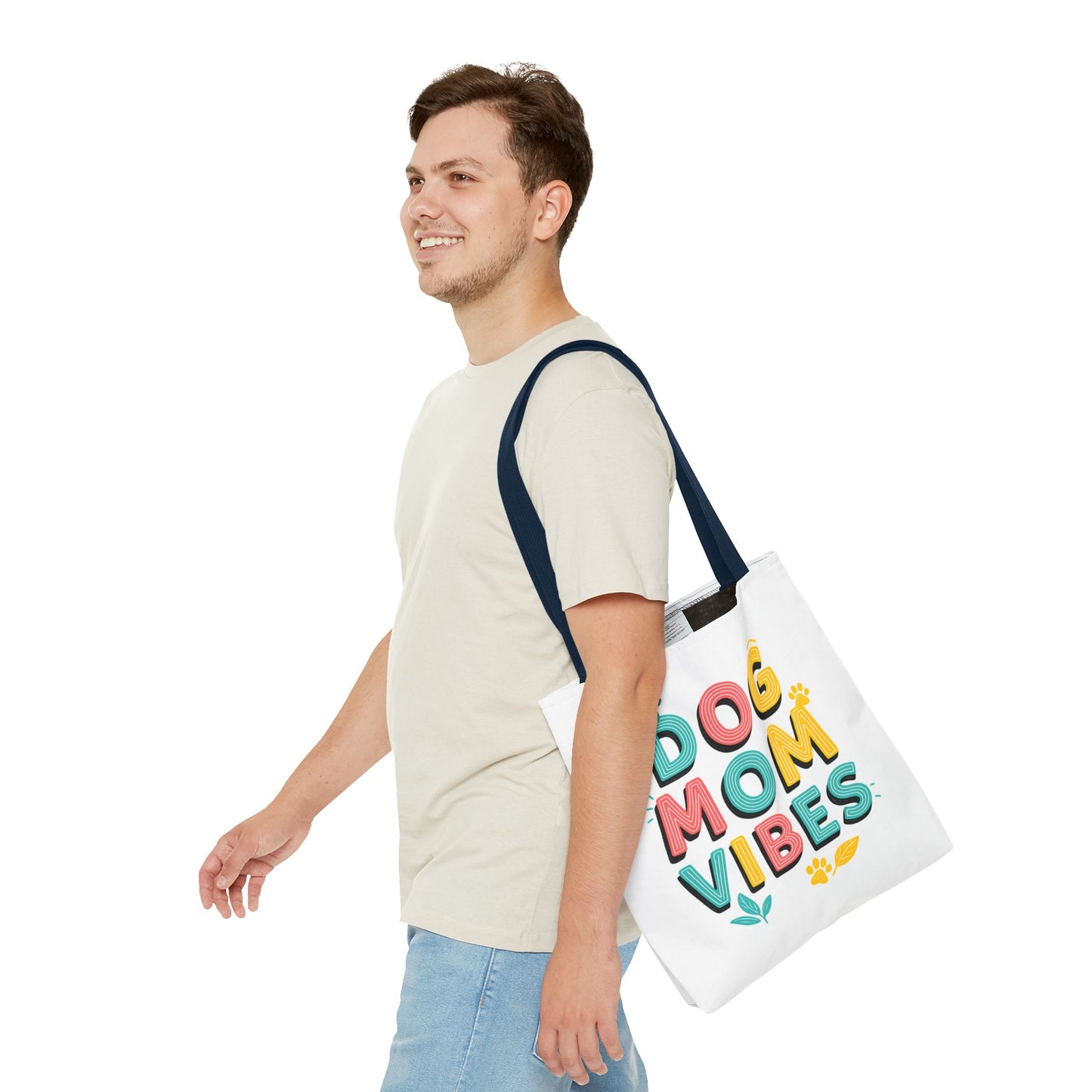 Dog Mom Vibes Tote Bag – Colorful Summer Beach Bag for Dog Lovers