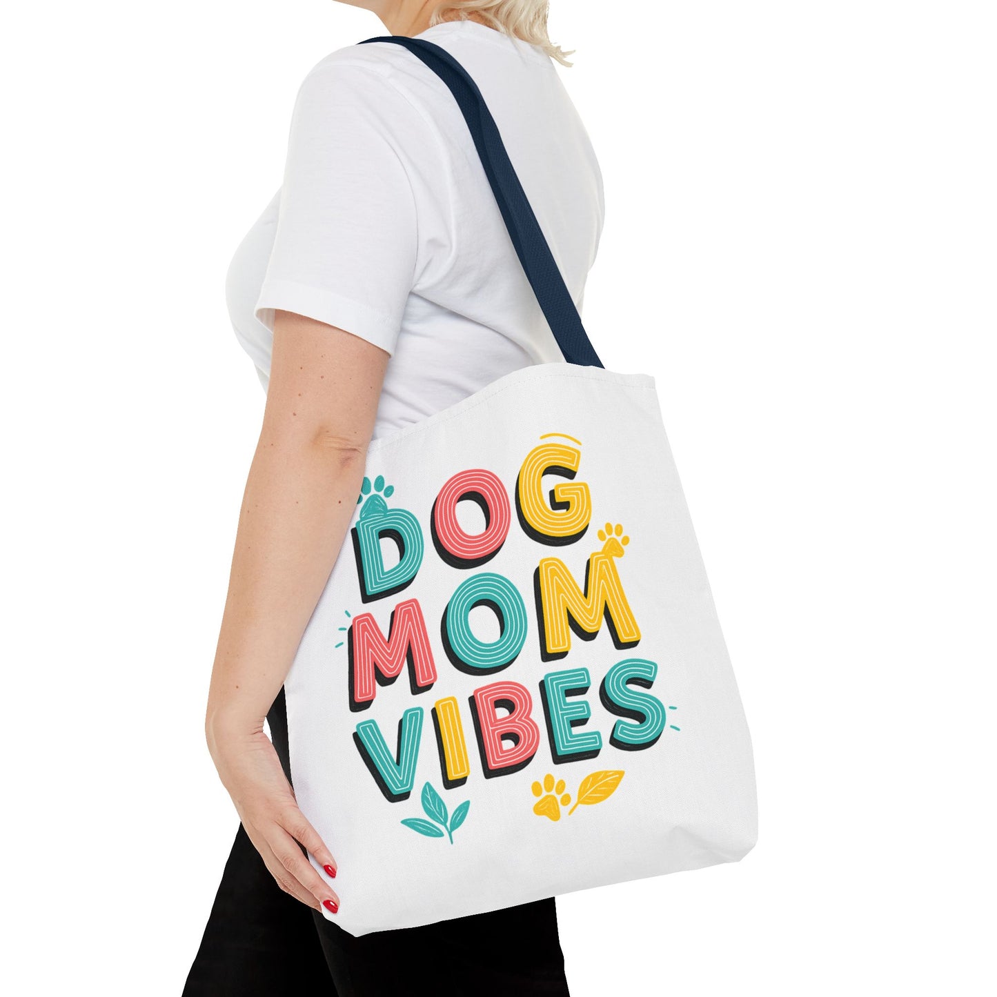 Dog Mom Vibes Tote Bag – Colorful Summer Beach Bag for Dog Lovers