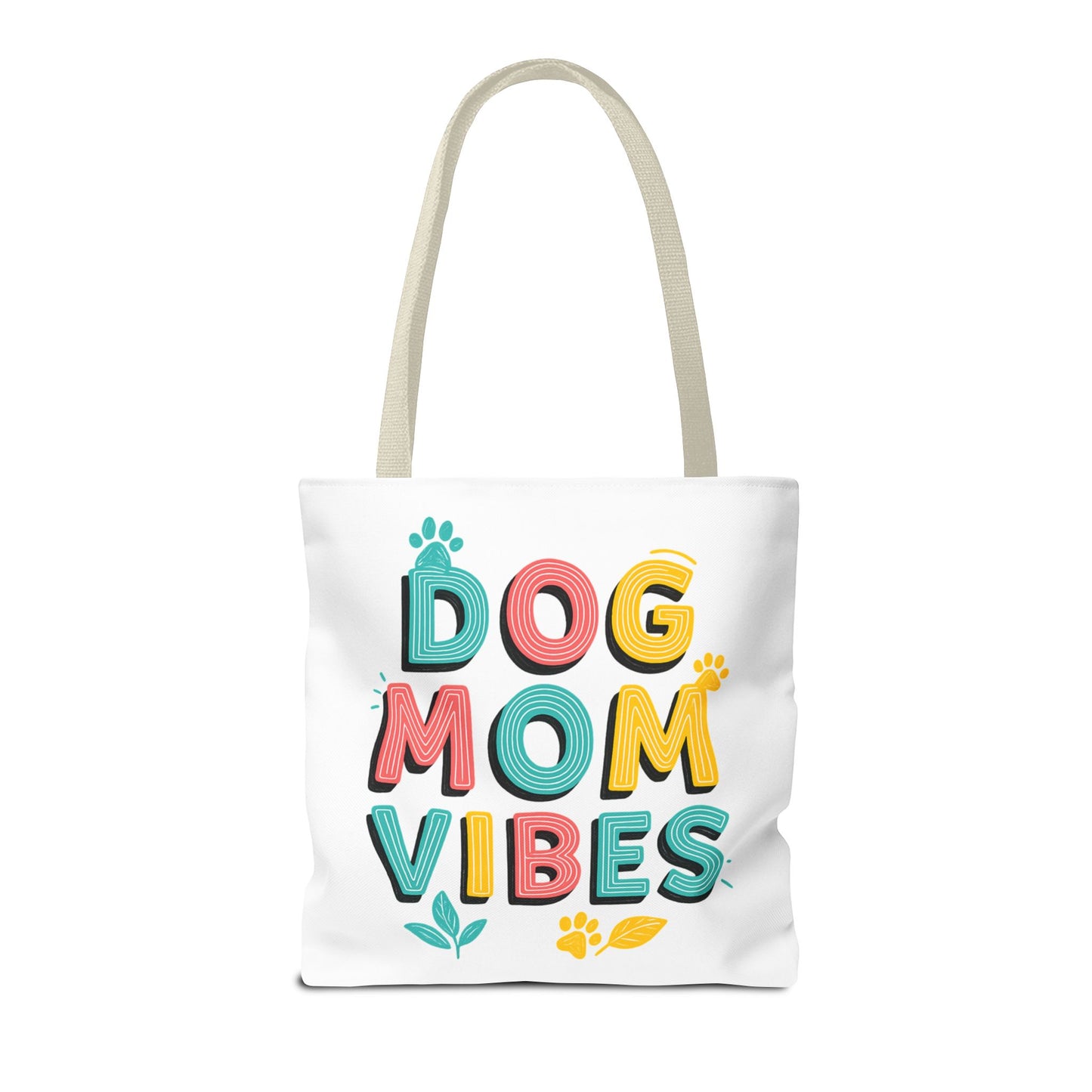 Dog Mom Vibes Tote Bag – Colorful Summer Beach Bag for Dog Lovers
