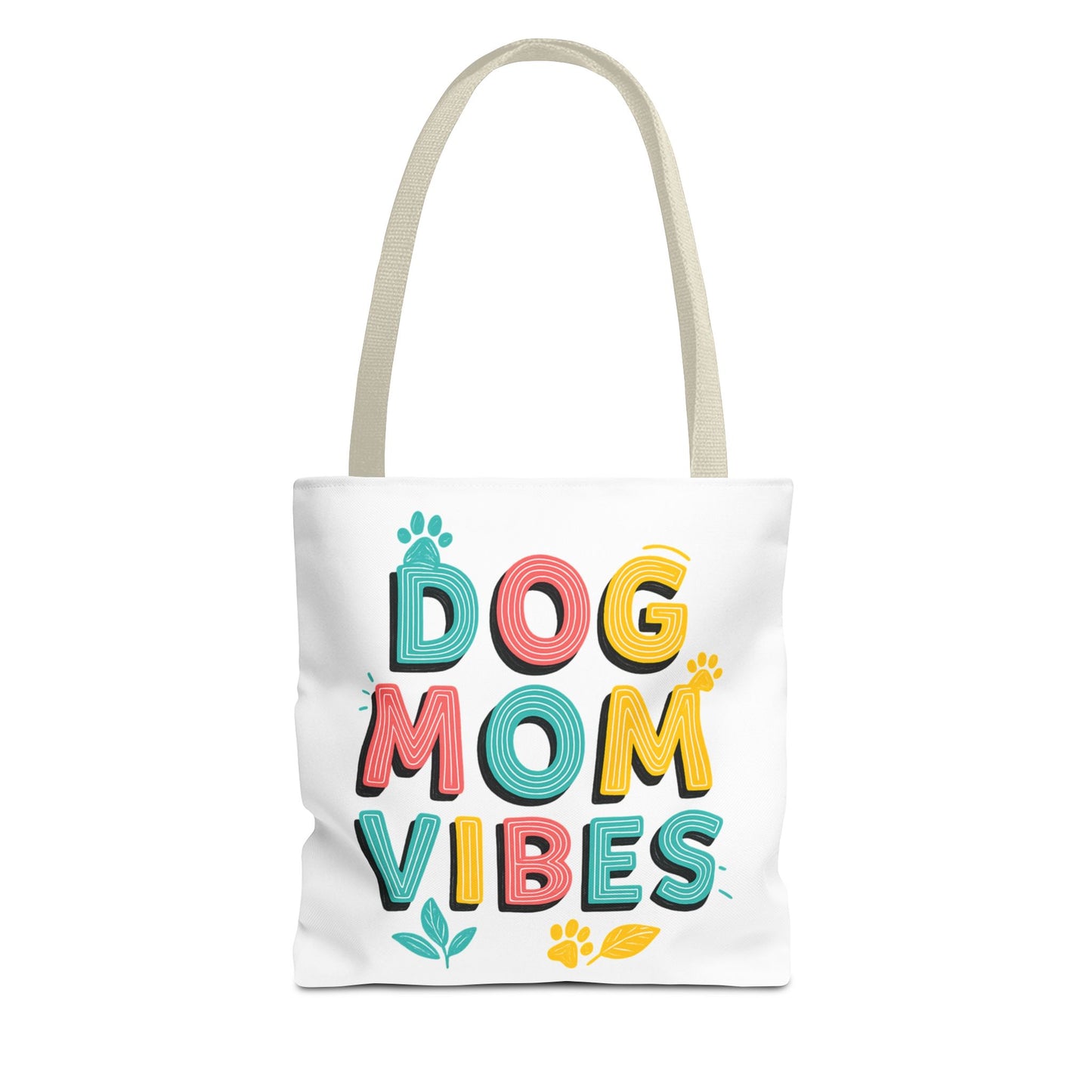 Dog Mom Vibes Tote Bag – Colorful Summer Beach Bag for Dog Lovers