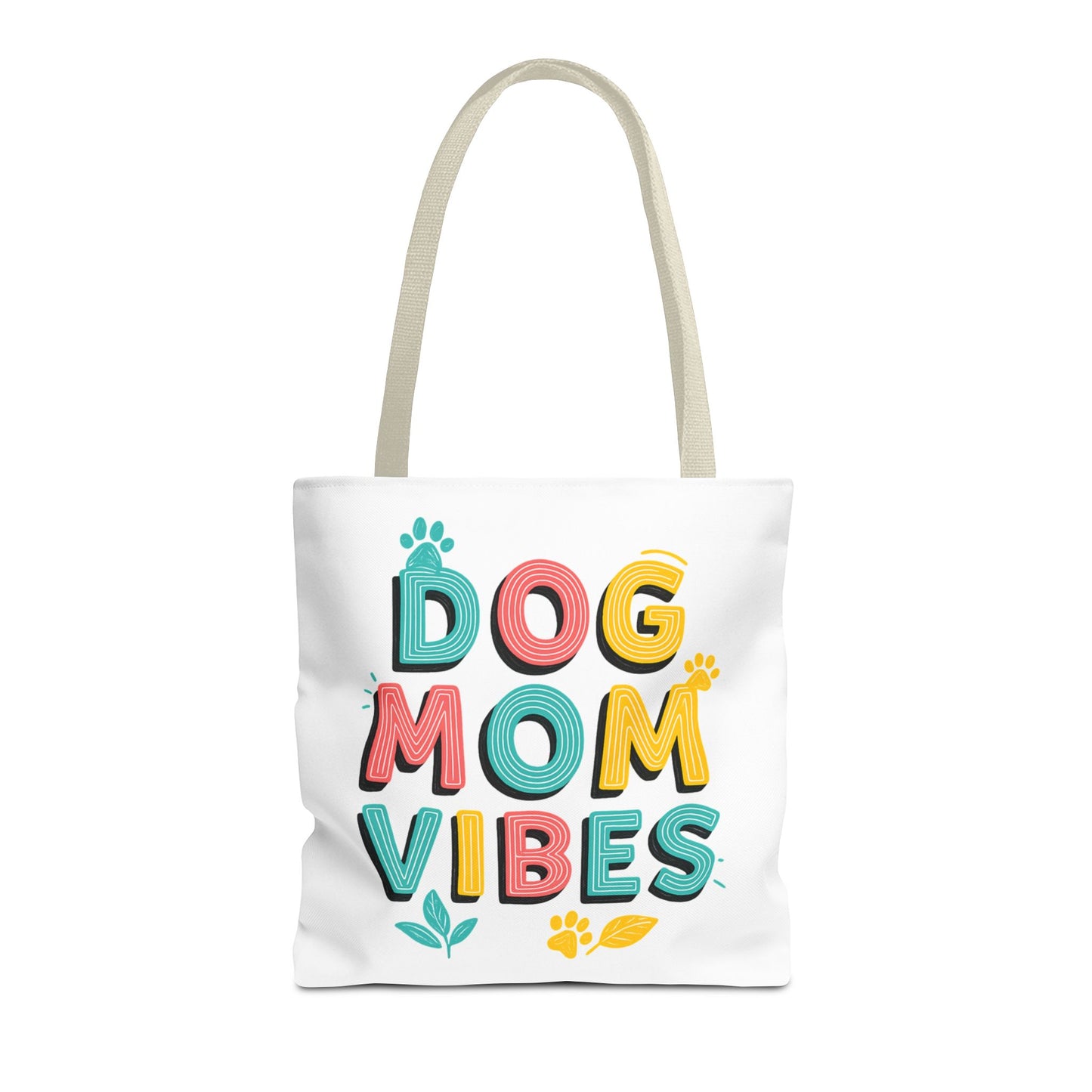 Dog Mom Vibes Tote Bag – Colorful Summer Beach Bag for Dog Lovers