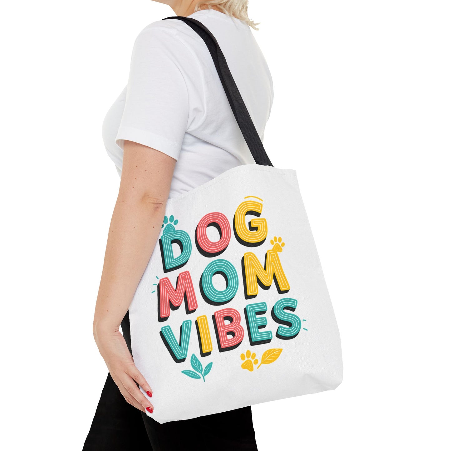 Dog Mom Vibes Tote Bag – Colorful Summer Beach Bag for Dog Lovers