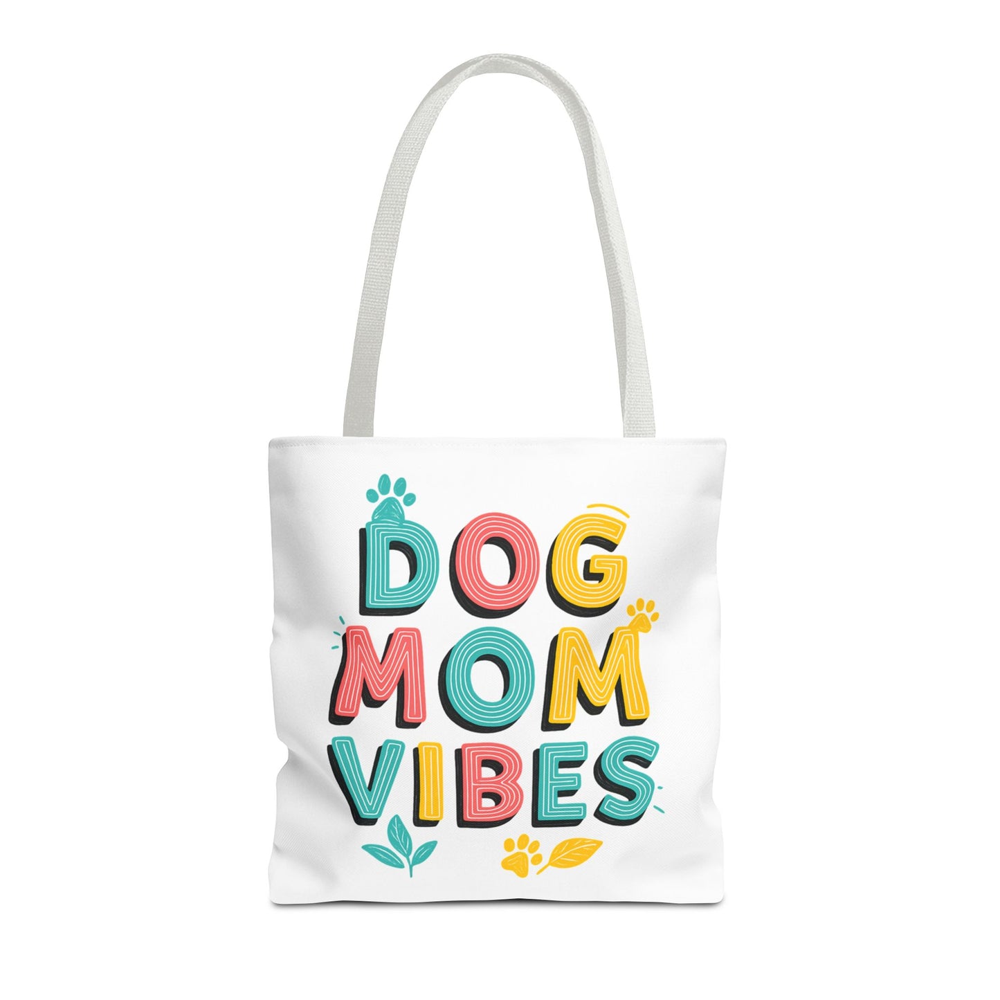 Dog Mom Vibes Tote Bag – Colorful Summer Beach Bag for Dog Lovers