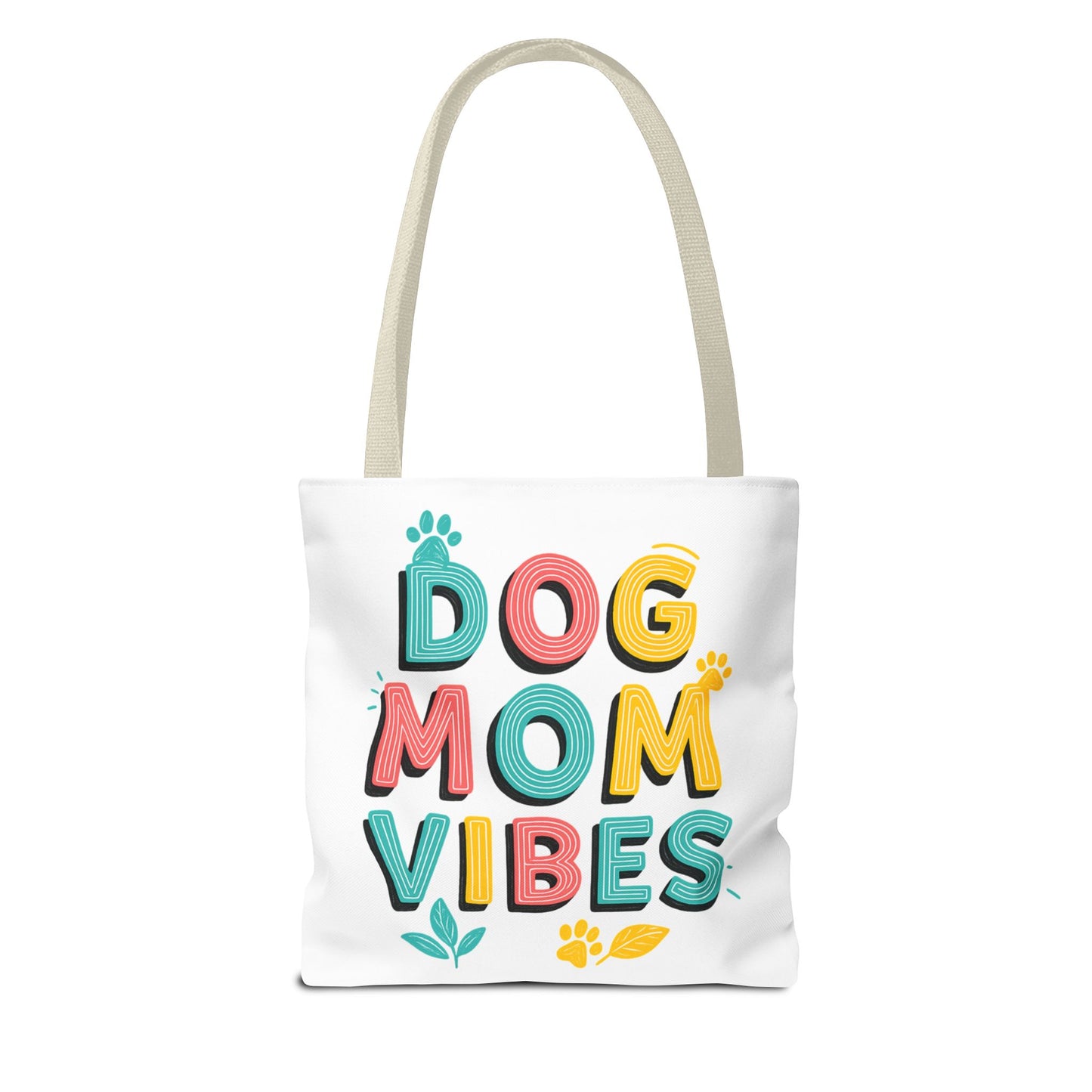 Dog Mom Vibes Tote Bag – Colorful Summer Beach Bag for Dog Lovers