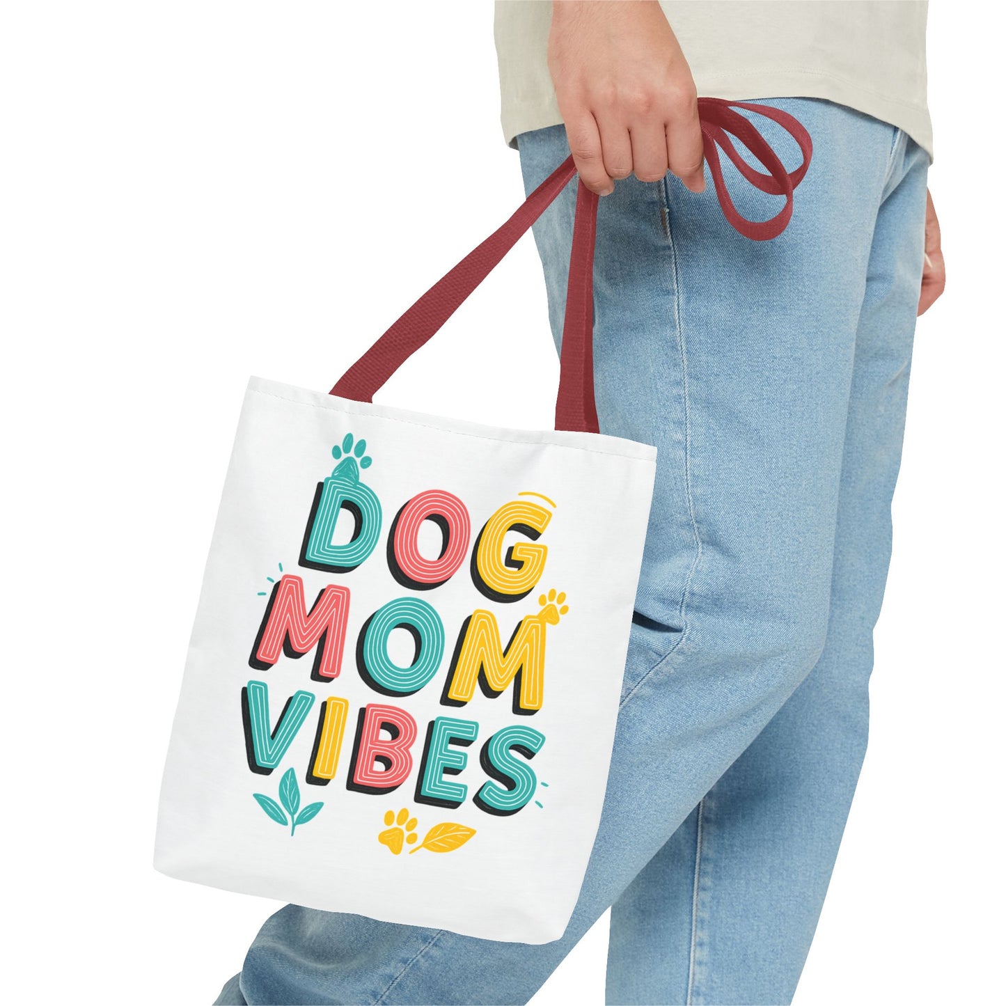 Dog Mom Vibes Tote Bag – Colorful Summer Beach Bag for Dog Lovers