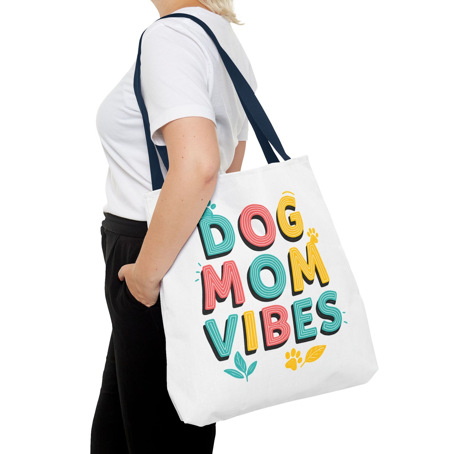 Dog Mom Vibes Tote Bag – Colorful Summer Beach Bag for Dog Lovers