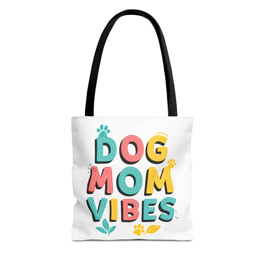 Dog Mom Vibes Tote Bag – Colorful Summer Beach Bag for Dog Lovers