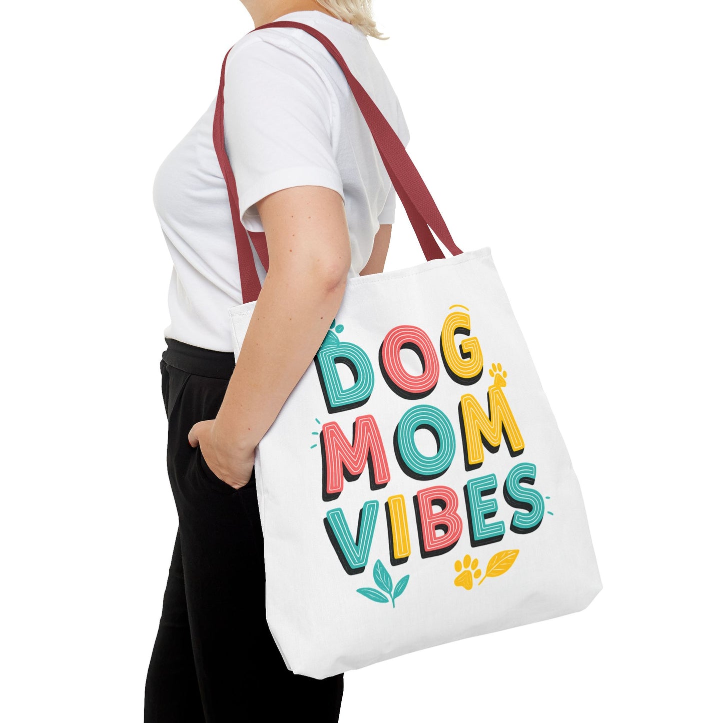 Dog Mom Vibes Tote Bag – Colorful Summer Beach Bag for Dog Lovers