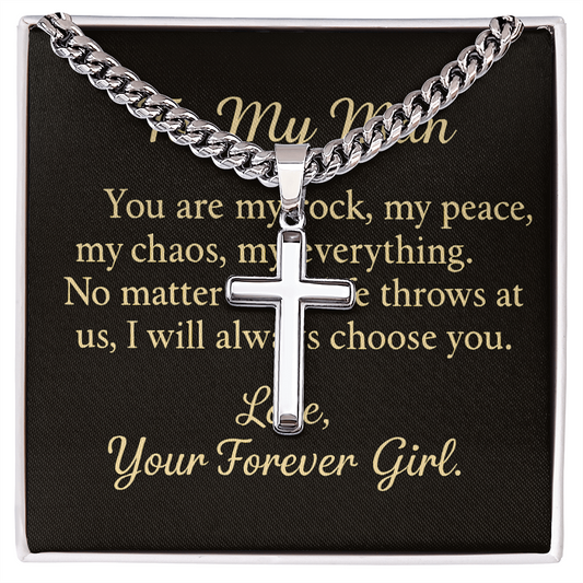 Artisan Cross with Cuban Link Chain